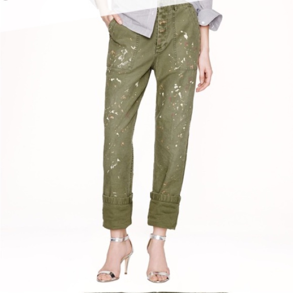 J.Crew Painter Splash Pants | Olive Green | Size 8 | Jenna Lyons Era